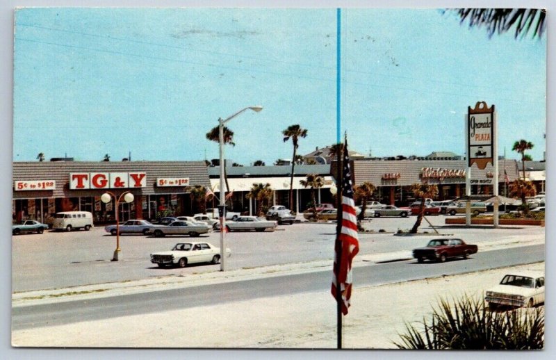 Granada Plaza, Ormond Beach, Florida, Vintage 1976 Chrome Postcard, Old Cars