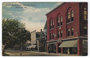 Madison, Maine, Vintage Postcard View of Odd Fellows Block, Madison Street 