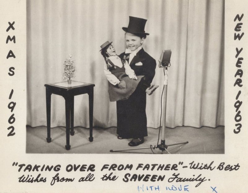 Antique 1963 Ventriloquist Dummy Doll Of WW1 Saveen Family Card