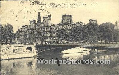 L'Hotel de Ville et le Pont d'Arcole Paris, France, Carte, 1924 