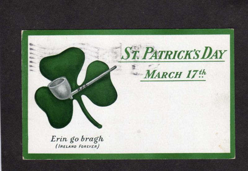 St Patrick's Day Patricks March 17th Ireland Forever Irish Postcard  Pipe RFG