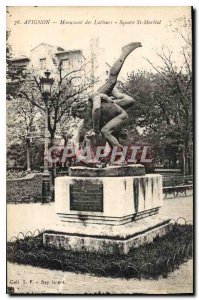 Postcard Old Avignon Monument Square St Martial Wrestlers Fight