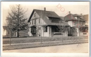 c1910s RARE American Foursquare Craftsman &Tudor House RPPC Roof Real Photo A156