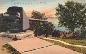 JEFFERSON BARRACKS NEAR ST. LOUIS MISSOURI GUN MILITARY POSTCARD 1943