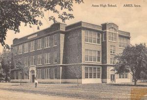 Ames Iowa High School Street View Antique Postcard K93881