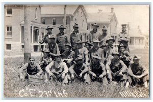 Company E 23RD Infantry French Lick IN, Military Spanish War RPPC Photo Postcard 