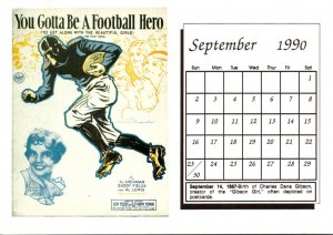 Calendar Card September 1990 You Gotta Be A Football Hero