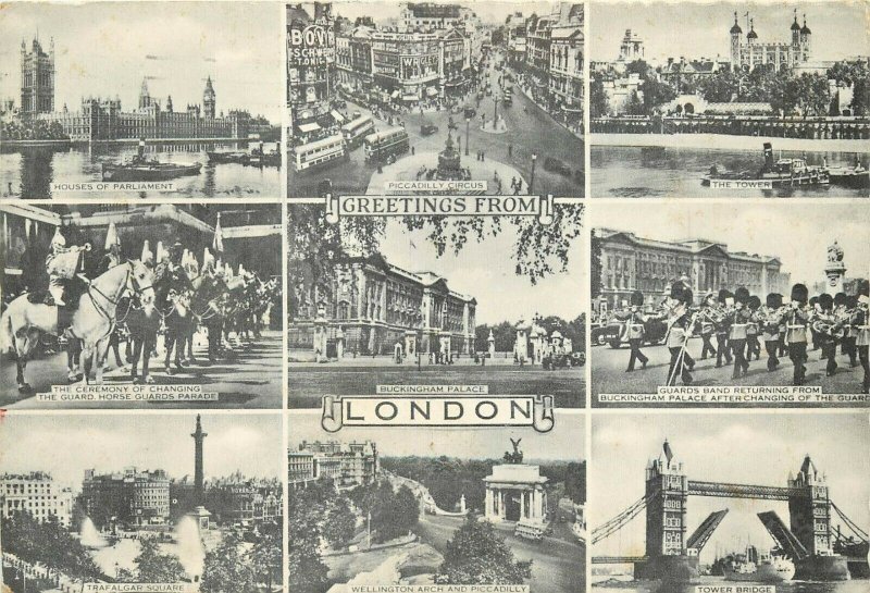 Mills Retail Store London England UK pm 1956 multiview Big Ben Postcard