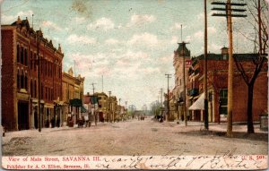 Postcard View of Main Street in Savanna, Illinois