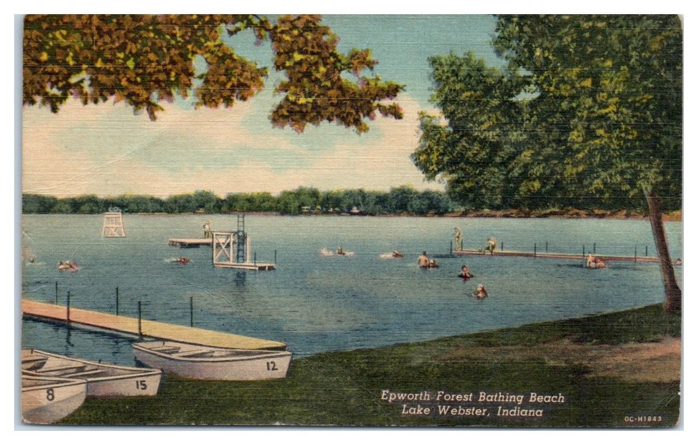 Mid-1900s Epworth Forest Bathing Beach, Lake Webster, IN Postcard ...