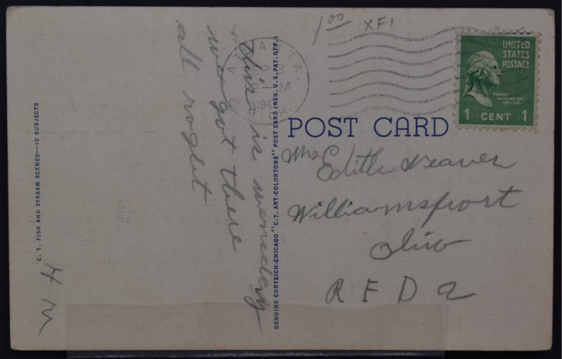 Greetings from Atlanta, MI - String of fish - 1947