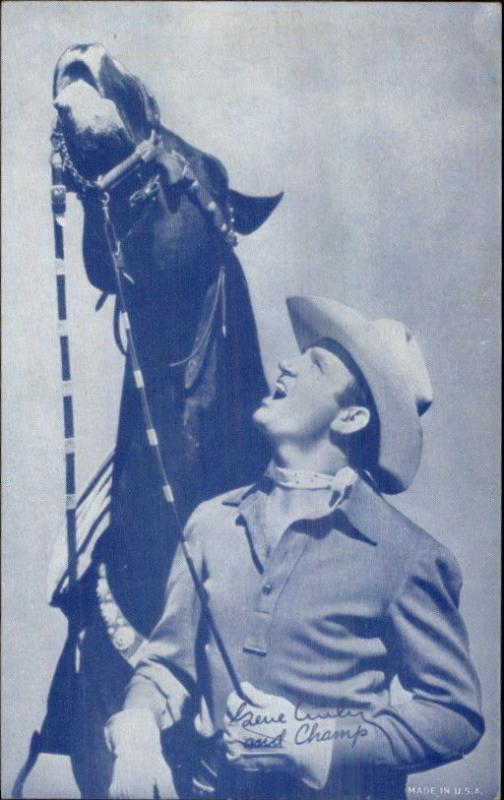 Cowboy Actor Vintage Arcade Exhibit Card GENE AUTRY & CHAMP #1