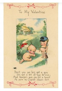 Kewpies by Rose O'Neill. Pub. By Gibson Art Valentine- Kewpie's Gun