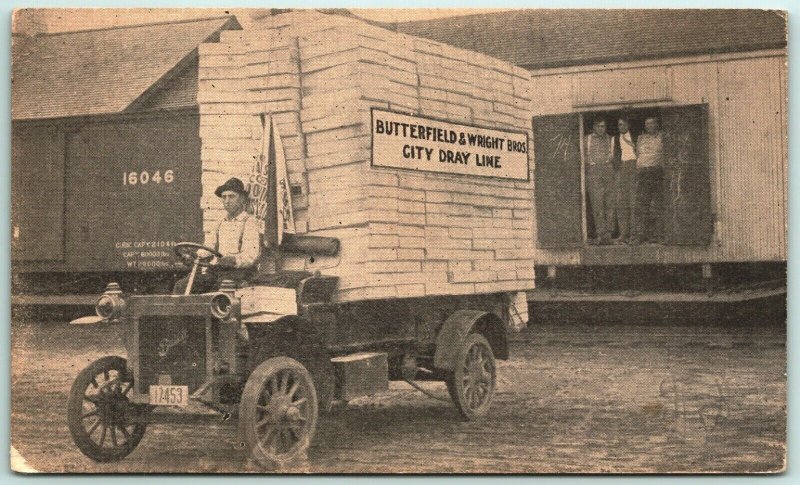 Butterfield & Wright Bros Moving Delivery Truck Butterfield MN DB Postcard F15