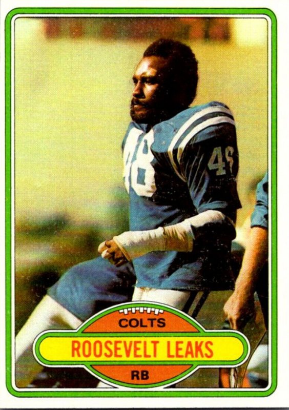 1980 Topps Football Card Roosevelt Leaks RB Baltimore Colts sun0304