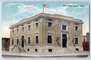 Austin Minnesota Postcard Post Office Building Exterior View 1918 Vintage Posted