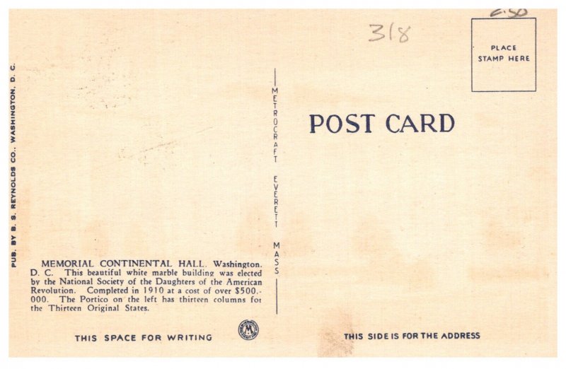 Washington D C  Memorial Continental Hall