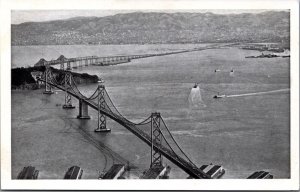 Airplane View San Francisco Oakland Bay Bridge California Postcard C035