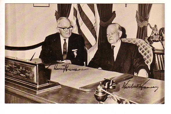 Herbert Hoover, Harry Truman in Presidential Library, West Branch, Iowa