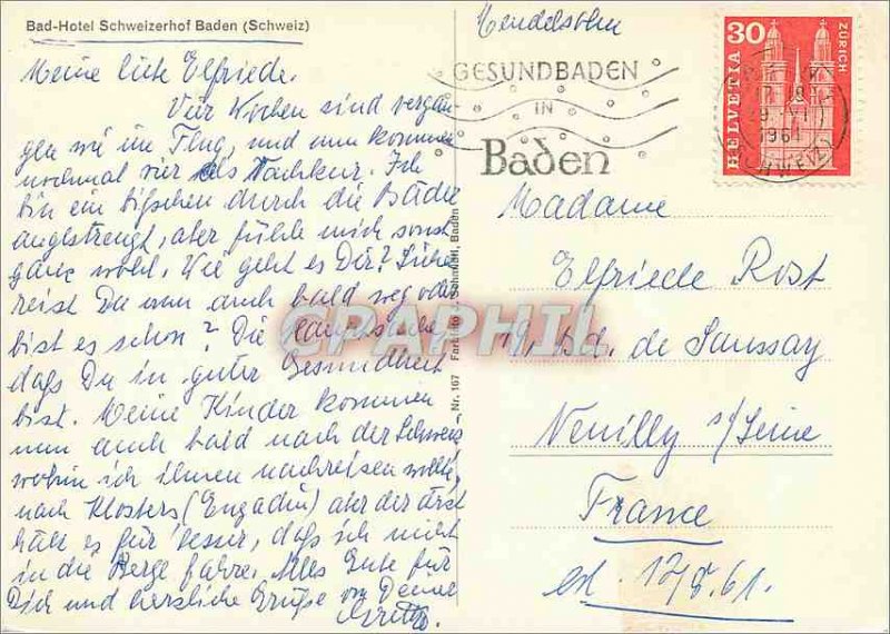 Modern Postcard Bad-Baden Hotel Schweizerhof