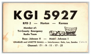 QSL Radio Card From Horton Kansas KGI 5927