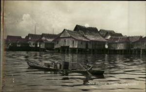 Malaysia Singapore Fishing Village Real Photo Postcard