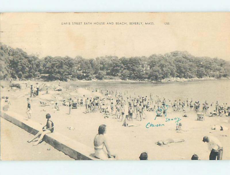1950's DANA STREET BATHHOUSE AT BEACH Beverly Massachusetts MA M7893