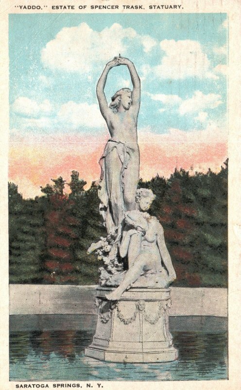 Vintage Postcard 1924 Yaddo Estate Of Spencer Trask Statuary Saratoga Springs NY