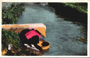 Vietnam Surroundings of Saigon Rice Washing Cochinchina RPPC 02.75