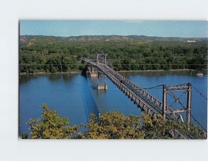 Postcard Suspension Bridge, on the Mississippi River