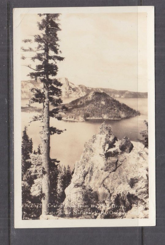 OREGON, CRATER LAKE NATIONAL PARK, 1937 real photo ppc., used. CRATER LAKE