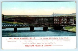 LAWRENCE, Massachusetts MA ~ Bridge WOOD WORSTED MILL c1910s Postcard