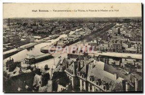 Postcard Old La Vilaine Rennes Panoramic Place de Mission and Mail