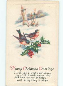 Pre-Linen Christmas CUTE BIRDS WITH HOLLY AB5811