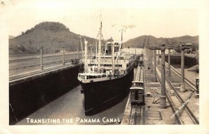 RPPC PANAMA CANAL ZONE SCOTT C9 AIR MAIL STAMP SHIP REAL PHOTO POSTCARD 1946