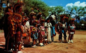 Indian Dance Group Native American Chrome Postcard 08.56