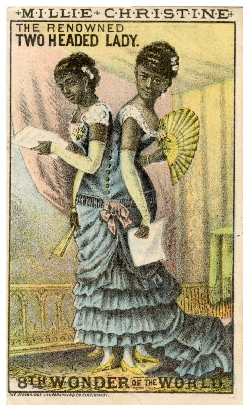 SIAMESE TWINS, MILLIE-CHRISTINE MCCOY, Victorian Trade Card, 1880s