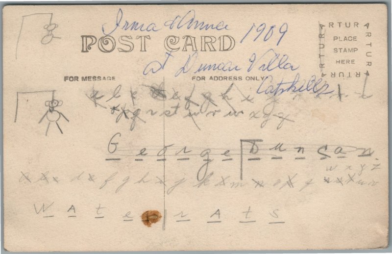 CATSKILLS ny DUNCAN VILLA GROUP ANTIQUE REAL PHOTO POSTCARD RPPC