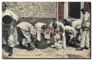 Postcard Old Army Barracks Corvee dishes Divers