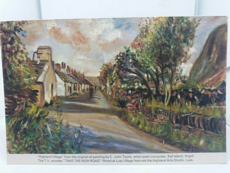 Postcard Highland Village Painting by C John Taylor Seil Island Take The High Rd