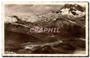 Old Postcard surroundings Gap Panoramic view of the Col du Lautaret Col and G...