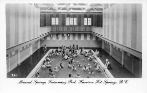 RPPC Mineral Springs Swimming Pool Harrison Hot Springs, BC Vintage Postcard