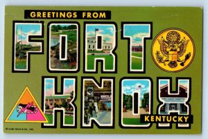 Fort Knox Kentucky Postcard Greetings Large Letters Banner c1940 Vintage Antique