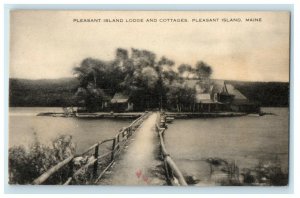 c1940's Pleasant Island Lodge And Cottages Bridge Maine ME Vintage Postcard 