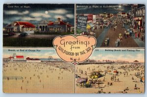 Wildwood New Jersey NJ Postcard Greetings Boardwalk Ocean Pier Crest Pier 1942