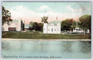 1908 US GOVERNMENT BUILDINGS IONA ISLAND HUDSON RIVER NEW YORK ANTIQUE POSTCARD