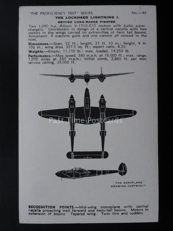 WW2 Military Aircraft THE LOCKHEED LIGHTNING I by Valentine