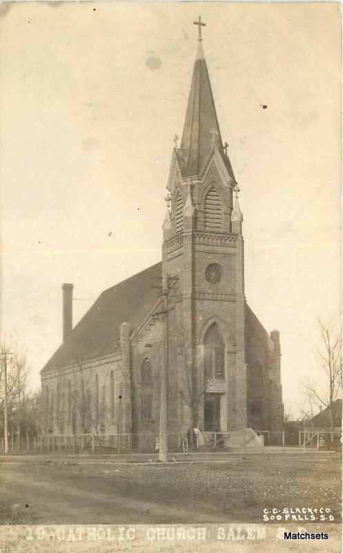 C-1908 Catholic Church SALEM SOUTH DAKOTA RPPC postcard 100806
