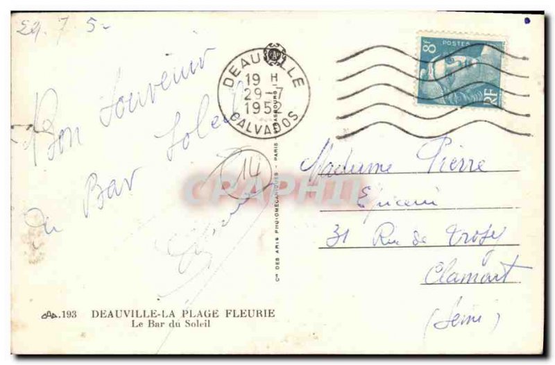 Old Postcard Deauville Beach Fleurie Le Bar du Soleil
