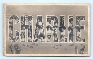 Postcard Large Letter Name Charlie RPPC 1905 Rotograph Photo Women  K09